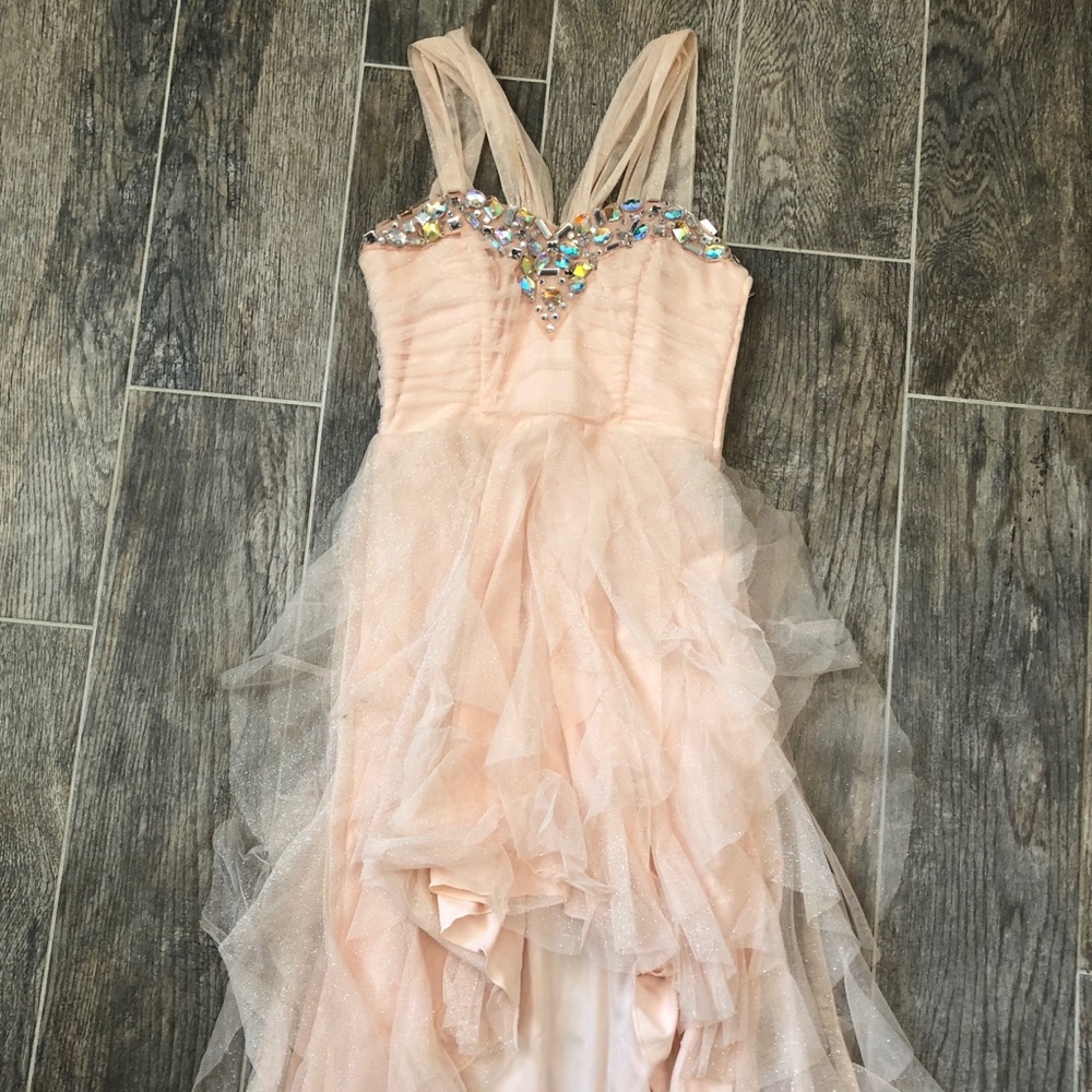 Peach Ruffly Prom Dress